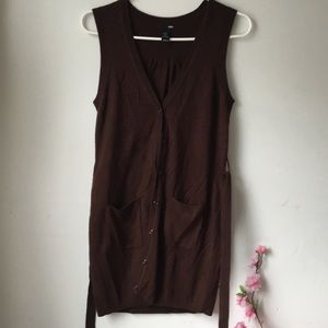H&M brown sleeveless cardigan